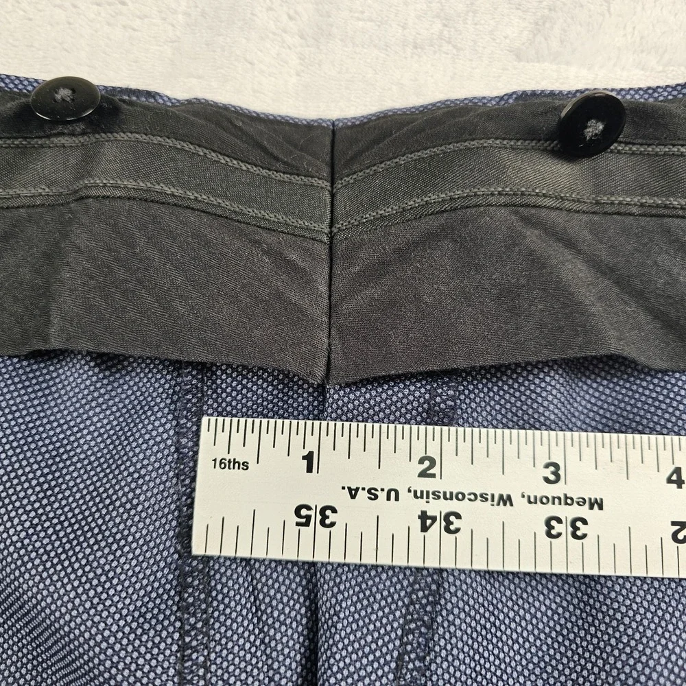 Dormeuil BESPOKE Dress Pants Mens 42x31 Navy Blue Black Birds Eye Trousers